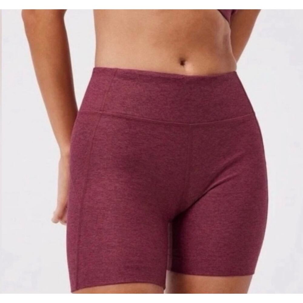 Outdoor Voices Maroon High-Waist Bike Shorts